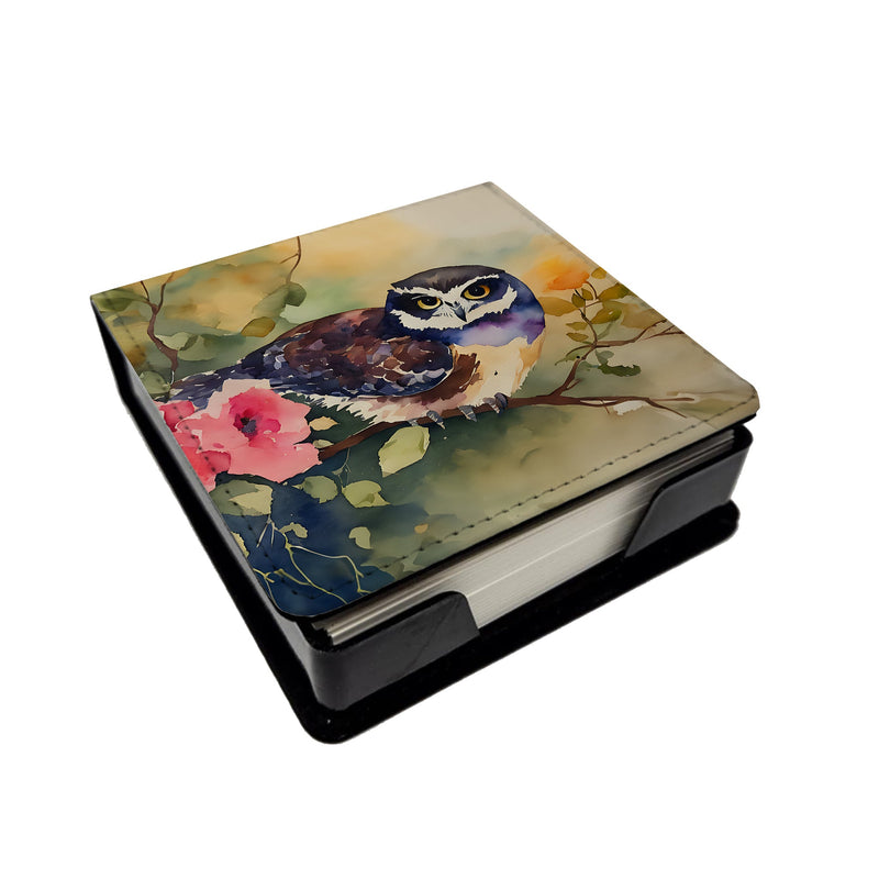 Spectacled Owl PU Leather Note Paper Holder