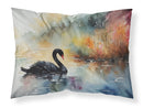 Black Swan Standard Pillowcase – Artistic Decorative Front, White Back