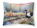Black Swan Standard Pillowcase – Artistic Decorative Front, White Back