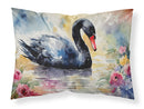 Black Swan Standard Pillowcase – Artistic Decorative Front, White Back