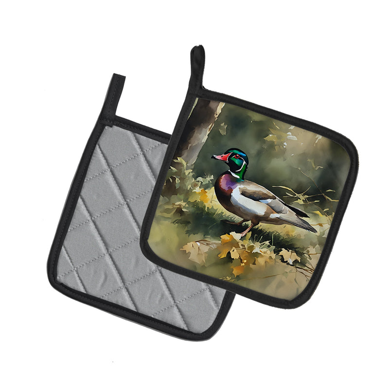 Wood Duck Pair of Pot Holders