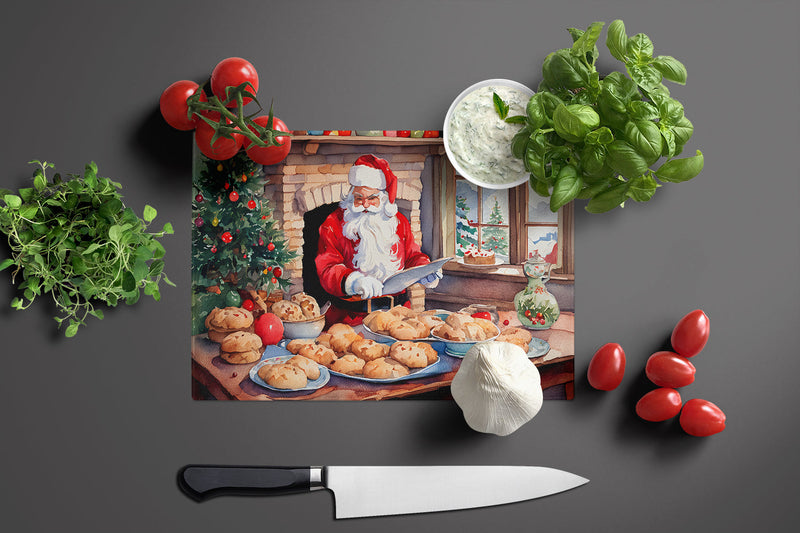 Cookies with Santa Claus Glass Cutting Boards – Durable, Decorative Kitchen Art Large