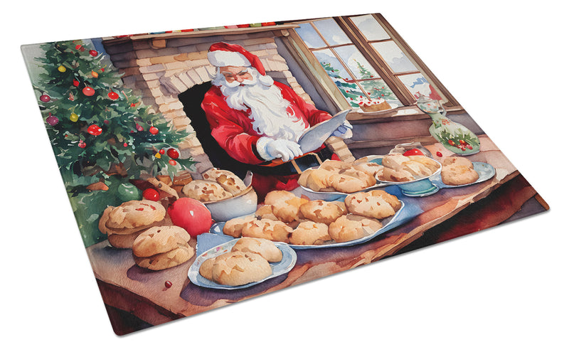 Cookies with Santa Claus Glass Cutting Boards – Durable, Decorative Kitchen Art Large