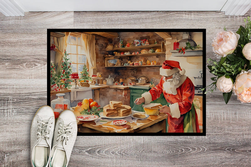 Cookies with Santa Claus Papa Noel Doormat - 18X27 Indoor / Outdoor Rug | Made in USA