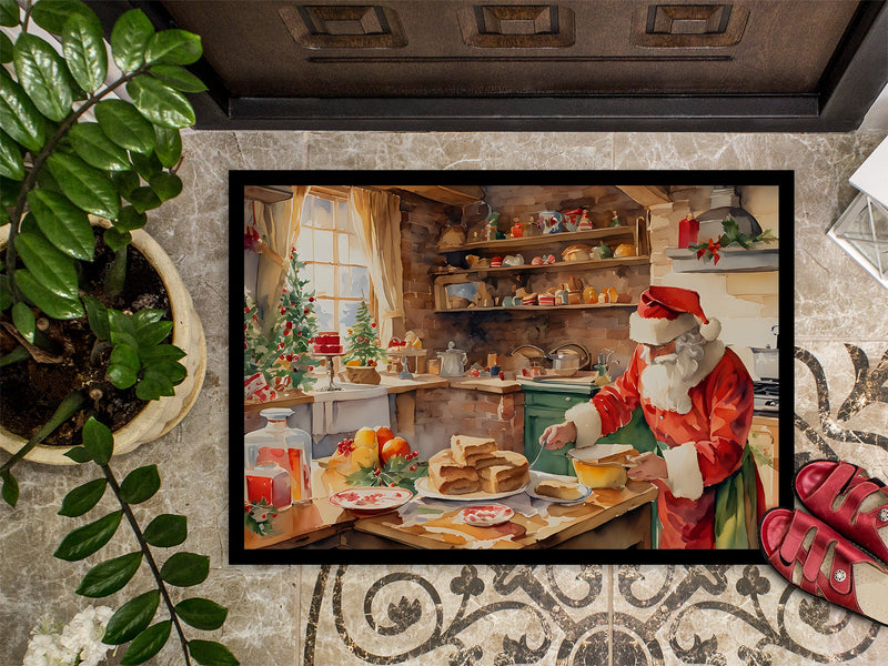 Cookies with Santa Claus Papa Noel Doormat - 18X27 Indoor / Outdoor Rug | Made in USA