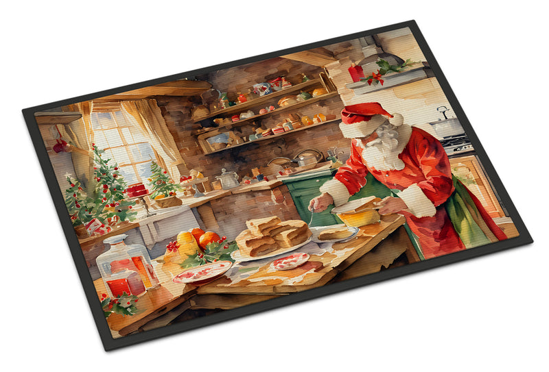 Cookies with Santa Claus Papa Noel Doormat - 18X27 Indoor / Outdoor Rug | Made in USA