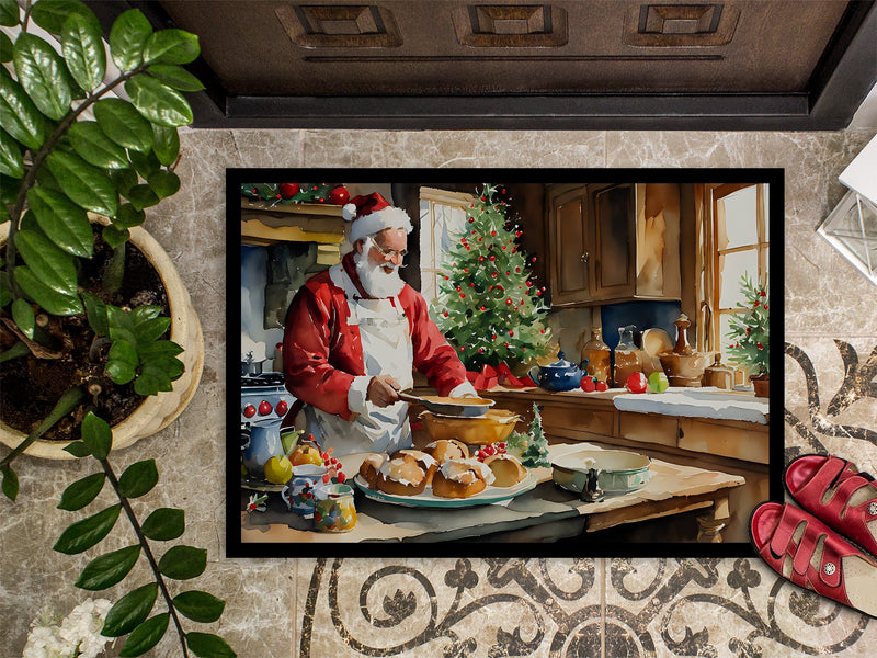 Cookies with Santa Claus Weihnachtsmann Doormat - 18X27 Indoor / Outdoor Rug | Made in USA
