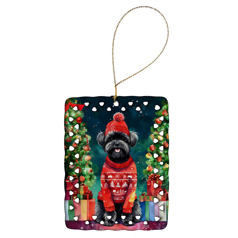 Affenpinscher Christmas Porcelain Ornament