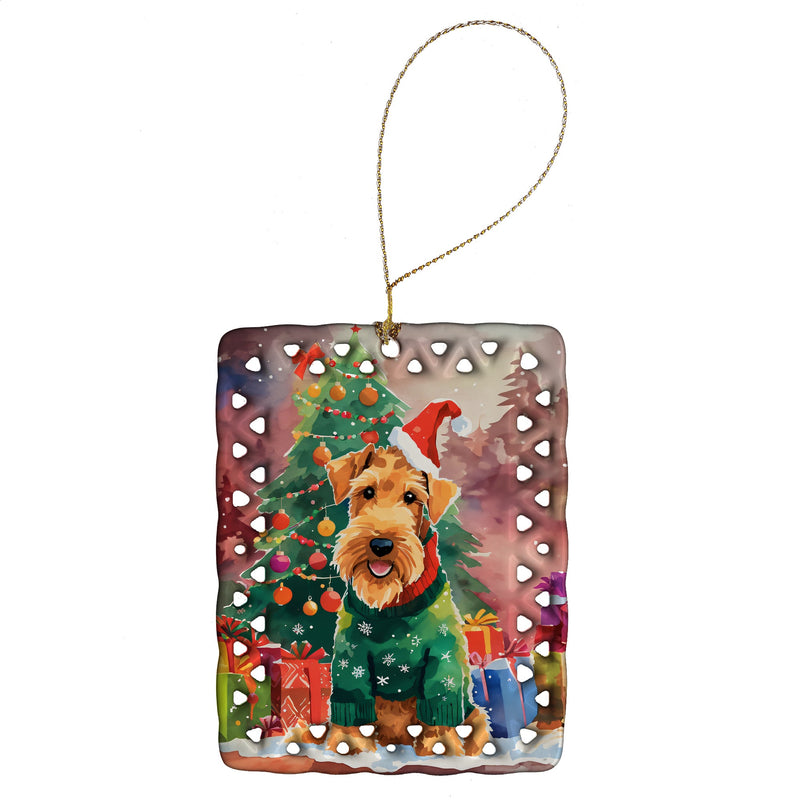 Airedale Terrier Christmas Porcelain Ornament
