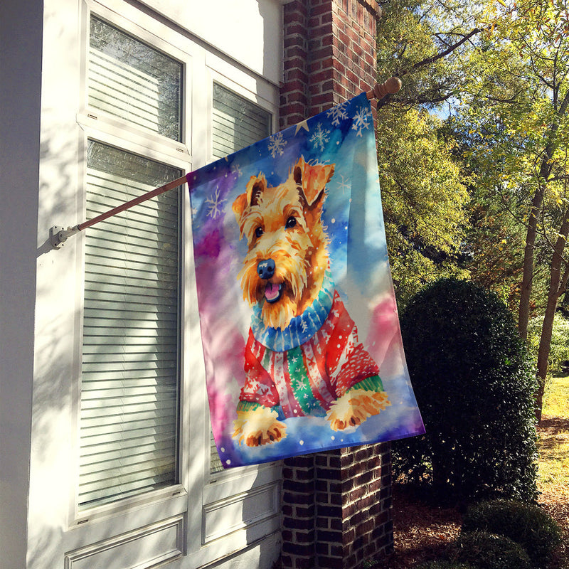 Airedale Terrier Christmas House Flag