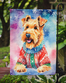 Airedale Terrier Christmas Garden Flag – Cozy Dog Holiday Decor with Tree & Presents
