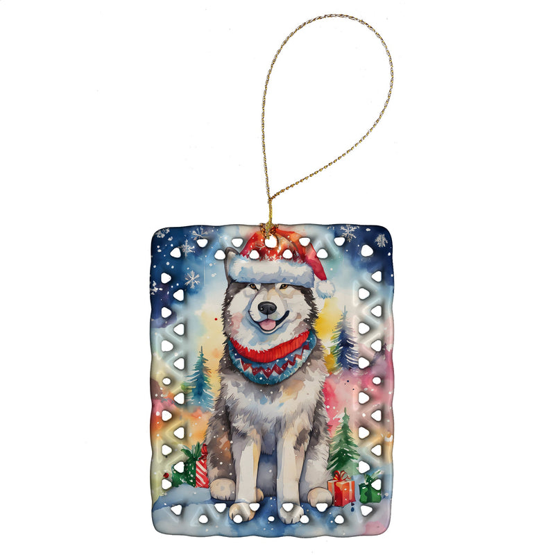 Alaskan Malamute Christmas Porcelain Ornament