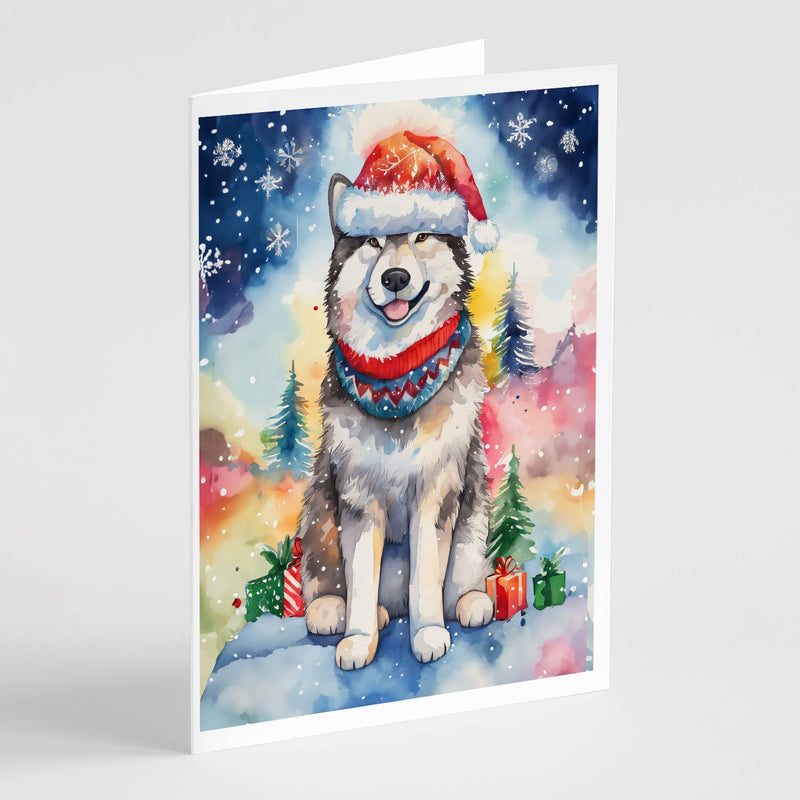 Alaskan Malamute Christmas Greeting Cards Pack of 8