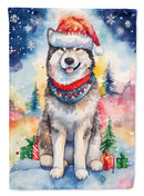 Alaskan Malamute Christmas Garden Flag – Cozy Dog Holiday Decor with Tree & Presents
