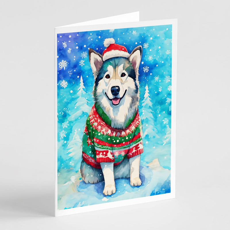 Alaskan Malamute Christmas Greeting Cards Pack of 8