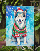 Alaskan Malamute Christmas Garden Flag – Cozy Dog Holiday Decor with Tree & Presents