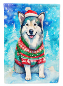Alaskan Malamute Christmas Garden Flag – Cozy Dog Holiday Decor with Tree & Presents