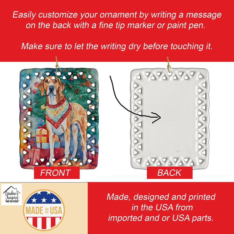 American English Coonhound Christmas Porcelain Ornament