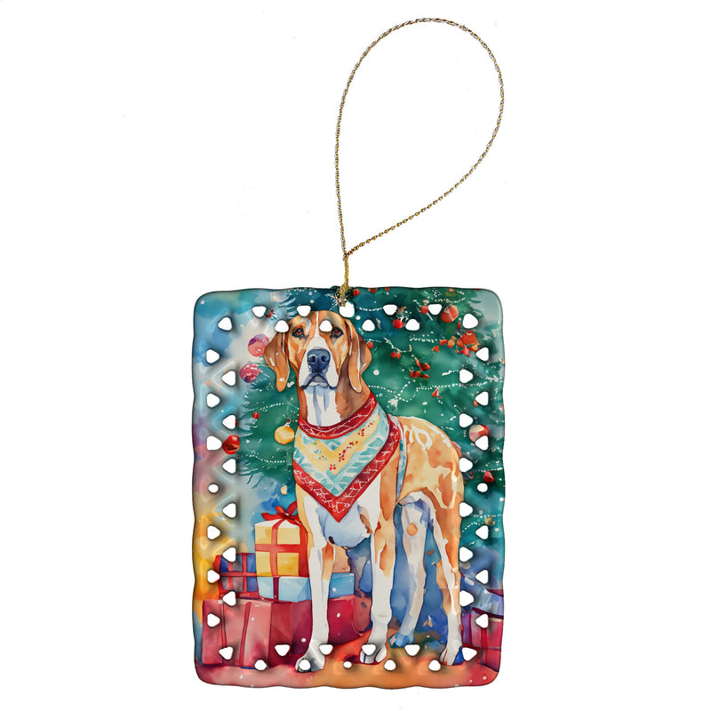 American English Coonhound Christmas Porcelain Ornament