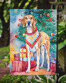 American English Coonhound Christmas Garden Flag – Cozy Dog Holiday Decor with Tree & Presents