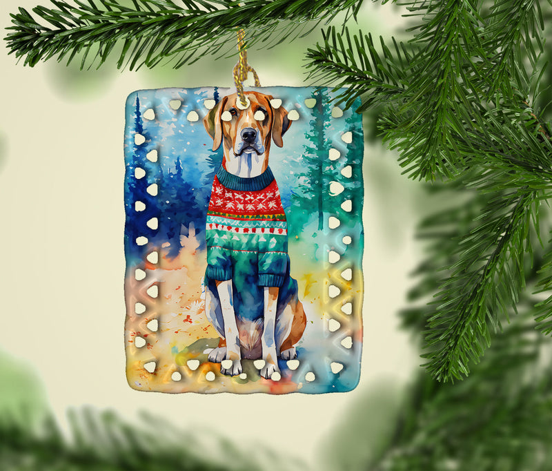 American English Coonhound Christmas Porcelain Ornament