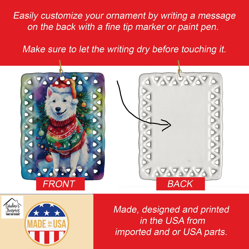 American Eskimo Christmas Porcelain Ornament