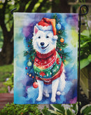 American Eskimo Christmas Garden Flag – Cozy Dog Holiday Decor with Tree & Presents