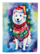 American Eskimo Christmas Garden Flag – Cozy Dog Holiday Decor with Tree & Presents