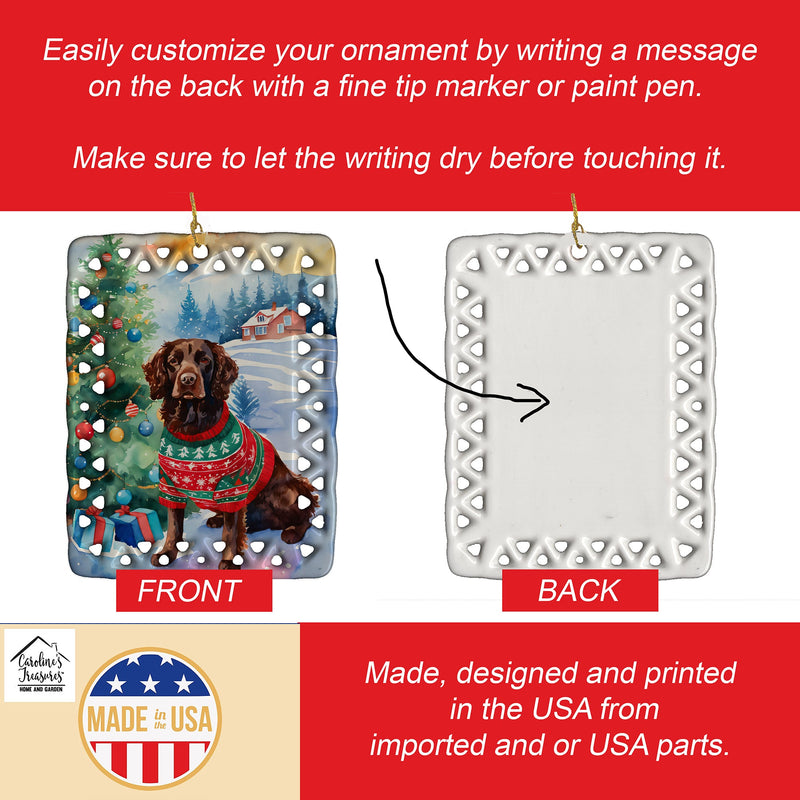 American Water Spaniel Christmas Porcelain Ornament
