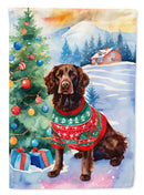 American Water Spaniel Christmas Garden Flag – Cozy Dog Holiday Decor with Tree & Presents