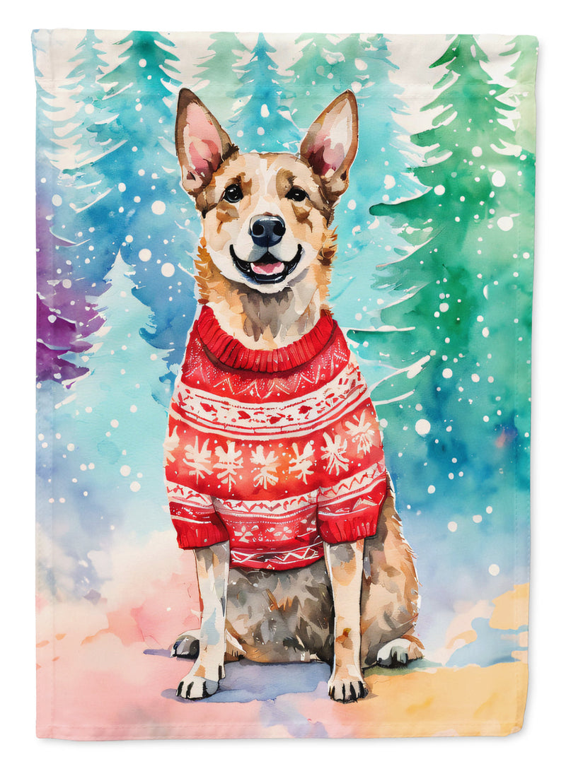 Australian Cattle Dog Christmas Garden Flag – Cozy Dog Holiday Decor with Tree & Presents