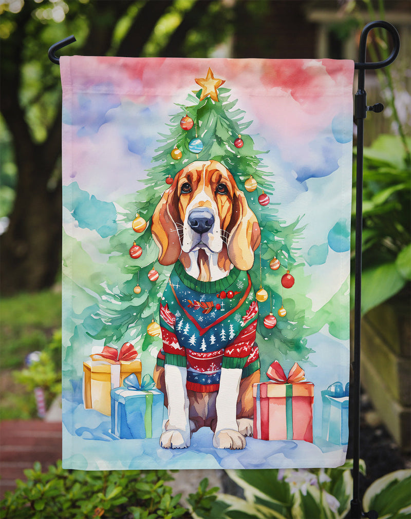 Basset Hound Christmas Garden Flag