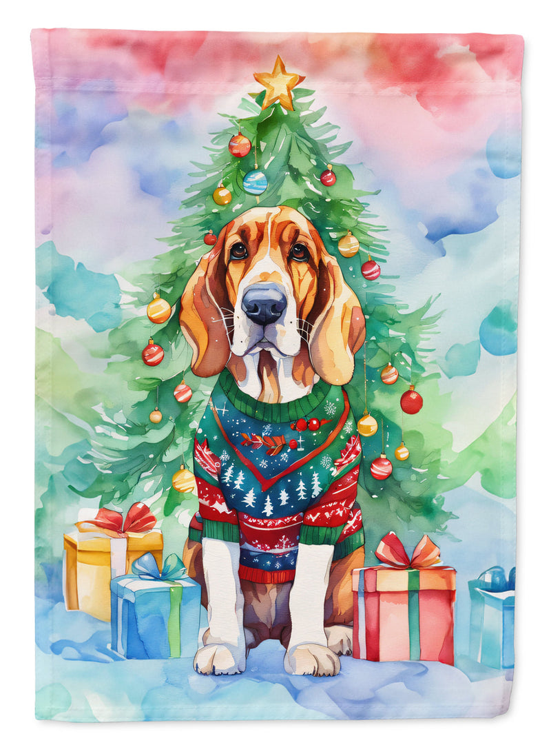 Basset Hound Christmas Garden Flag