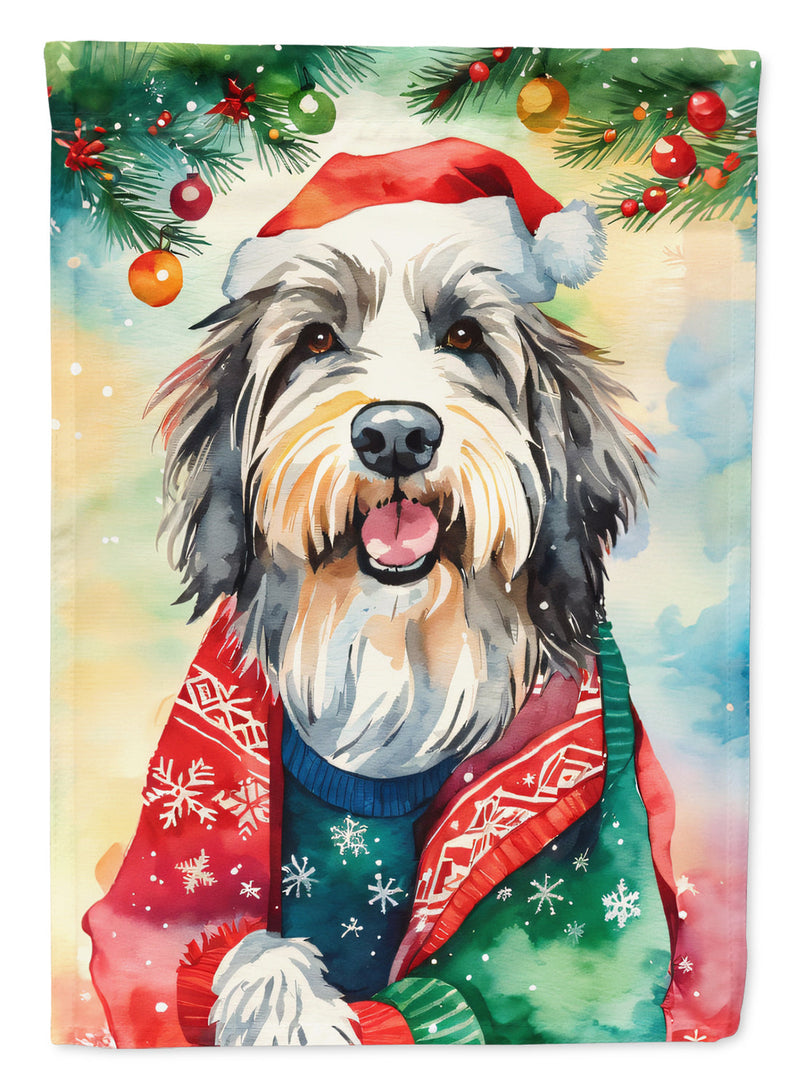 Bearded Collie Christmas House Flag