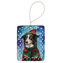 Border Collie Christmas Porcelain Ornament