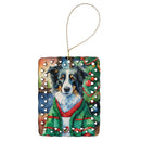 Border Collie Christmas Porcelain Ornament