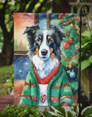 Border Collie Christmas Garden Flag – Cozy Dog Holiday Decor with Tree & Presents