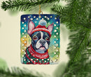 Boston Terrier Christmas Porcelain Ornament