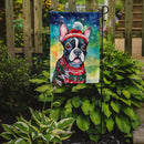 Boston Terrier Christmas Garden Flag – Cozy Dog Holiday Decor with Tree & Presents