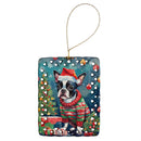 Boston Terrier Christmas Porcelain Ornament