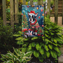 Boston Terrier Christmas Garden Flag – Cozy Dog Holiday Decor with Tree & Presents