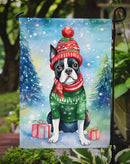 Boston Terrier Christmas Garden Flag – Cozy Dog Holiday Decor with Tree & Presents