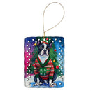 Boston Terrier Christmas Porcelain Ornament