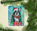 Boston Terrier Christmas Porcelain Ornament