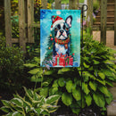 Boston Terrier Christmas Garden Flag – Cozy Dog Holiday Decor with Tree & Presents