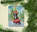 Boston Terrier Christmas Porcelain Ornament