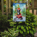 Boston Terrier Christmas Garden Flag – Cozy Dog Holiday Decor with Tree & Presents