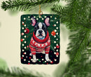 Boston Terrier Christmas Porcelain Ornament