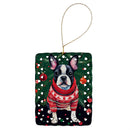Boston Terrier Christmas Porcelain Ornament