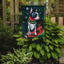 Boston Terrier Christmas Garden Flag – Cozy Dog Holiday Decor with Tree & Presents